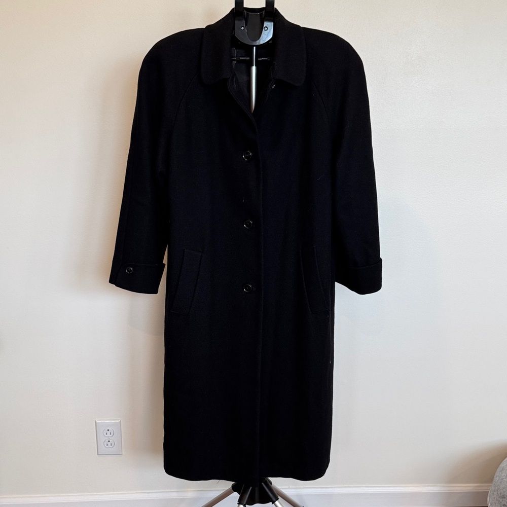 Casual Corner Petite Classic Black Women's Long 100% Pure Wool Coat